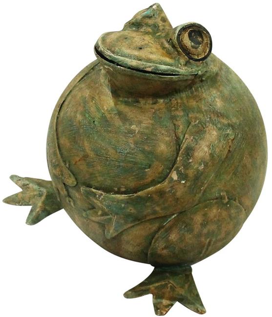 Statua rana seduta in ferro