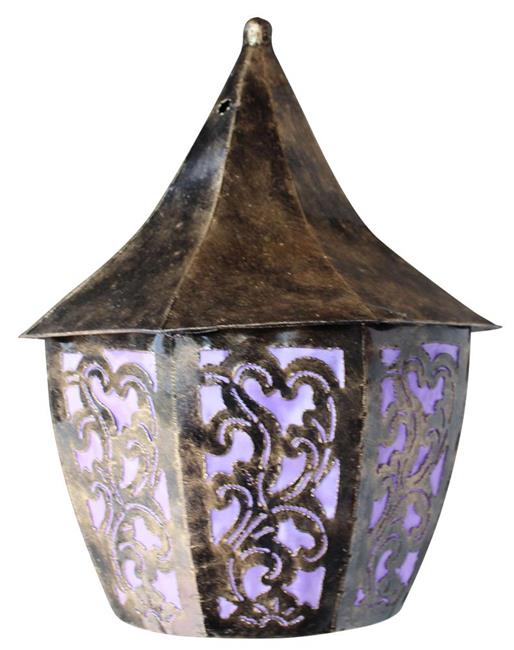 Lampadario etnico in ferro color viola