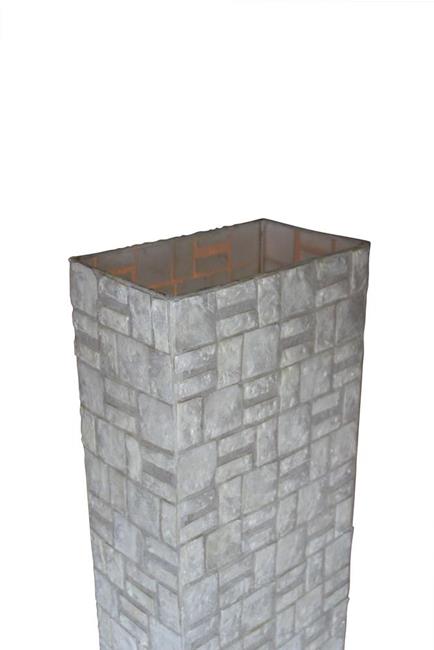 Lampada da terra etnica con madreperla bianca grande