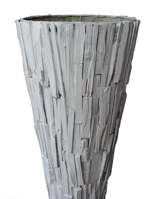 Lampada da terra doppio cono in teak bianco decapato