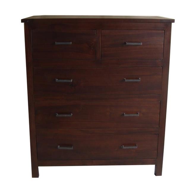 Cassettiera in teak massello scura